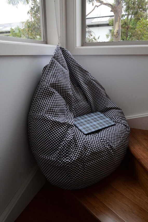 Stylish 200L black and white bean bag chair beanbag by bulleatpig