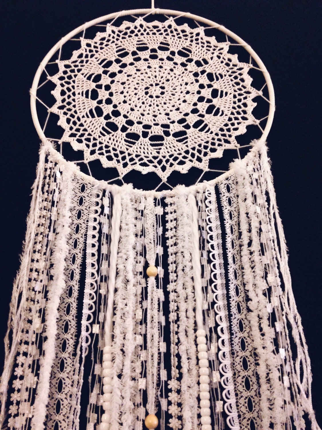 SALE / FREE SHIPPING 12 inch White Doily Dream Catcher/ Large