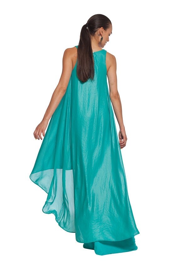 L3146B Layered TURQUOISE maxi dress/ Green gown / Casual by Jiors