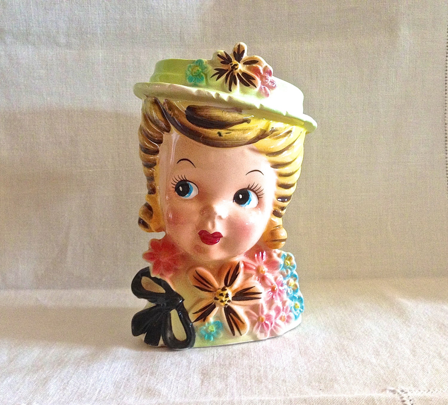 Vintage Girl Head Vase Nippon Yoko Boeki Cloverleaf Japan