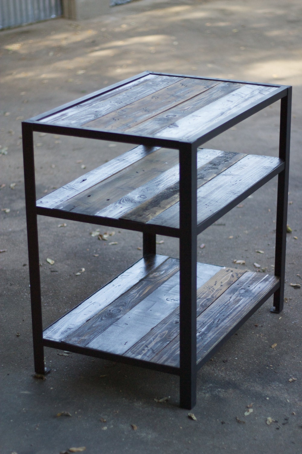 Custom Order Metal Frame Nightstand with Reclaimed Wood