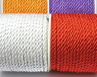 5mm Twisted Rayon Satin Rope Silk Braid Cord,Golden,Blue,Brown,Black 3 meters