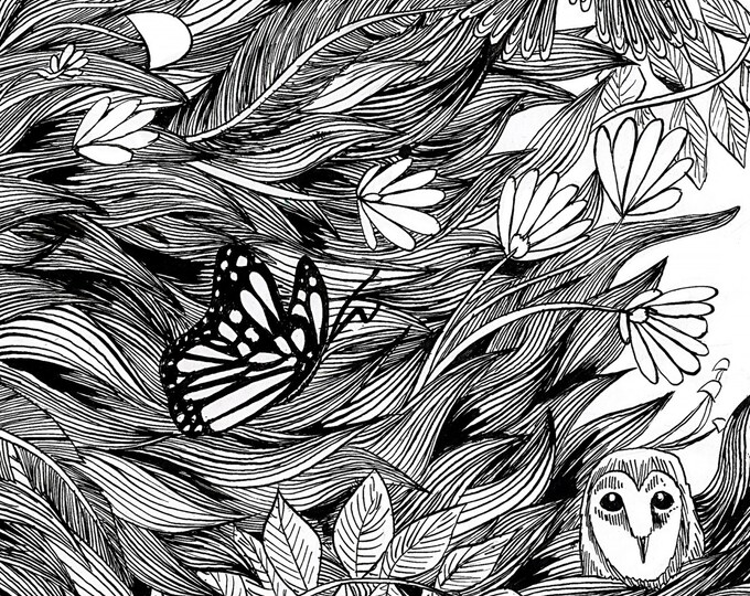 Spirit Bear Original Illustration Forest Nature Ink A3 Print