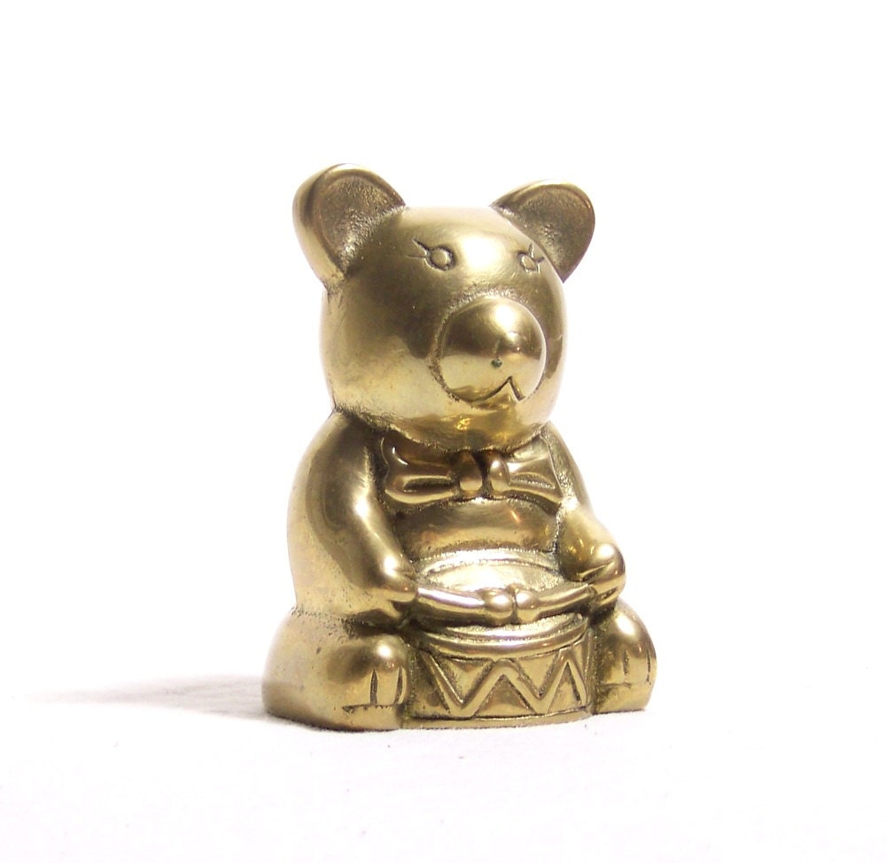 Vintage Brass Bear Brass Paperweight Brass Teddy Bear