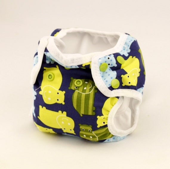 CLEARANCE Hippo Newborn Cloth Diaper with umbilical cord snap