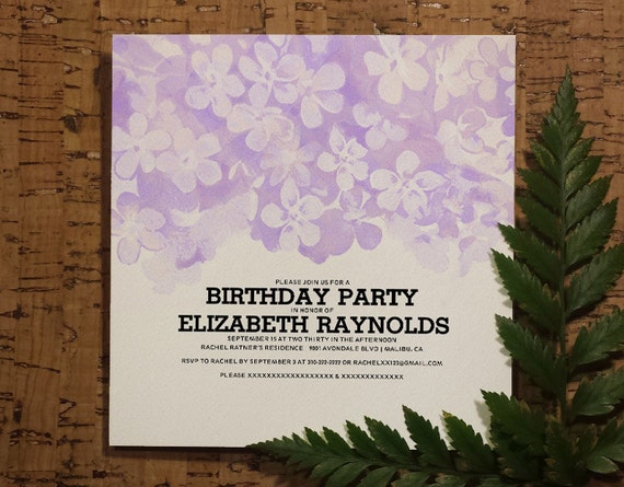 Purple Flowers Birthday Invitation Template by InvitationSnob