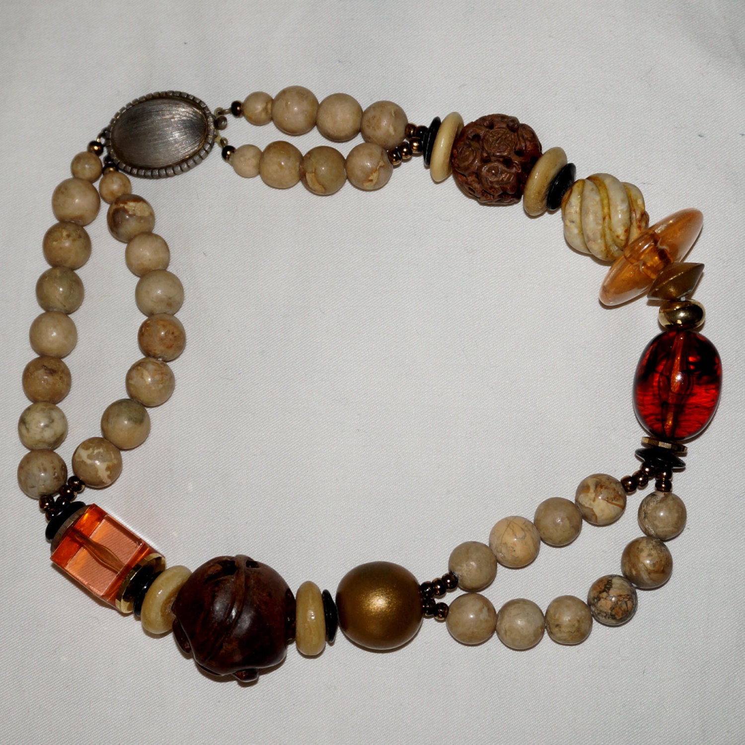 Vintage Ethnic Tribal Japanese Ojime Bead Necklace Netsuke