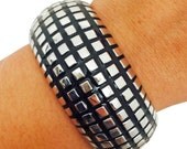 Activity Tracker Bracelet for Jawbone Move - The JOANNA Black and Silver Hinge Bangle Jawbone Bracelet - FREE and Fast U.S. Shipping