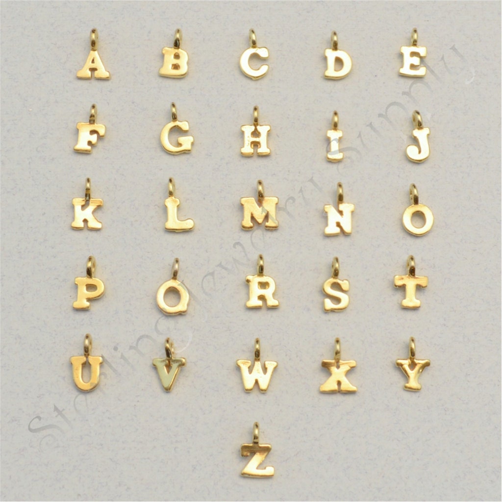 Gold Vermeil Block Alphabet Charm Initial Charm
