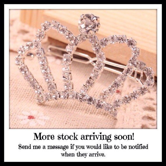 Silver Rhinestone Tiara Hair Clip by JJNailDesign on Etsy