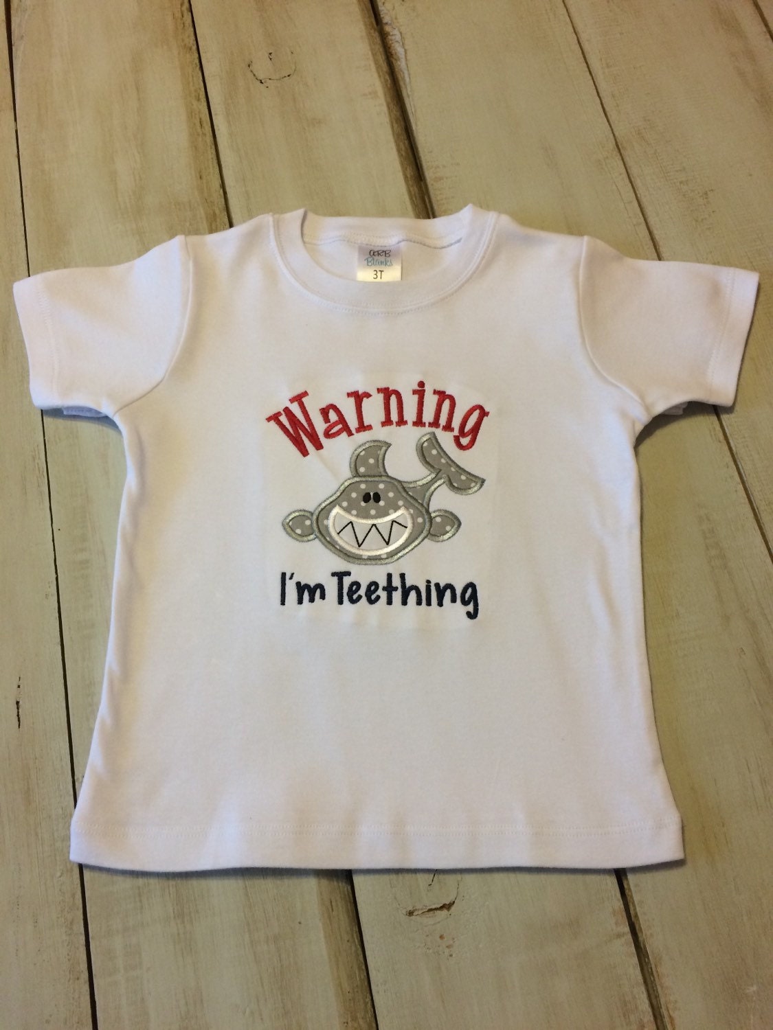 Boy's or Girl's Teething Tshirt or Bodysuit Warning