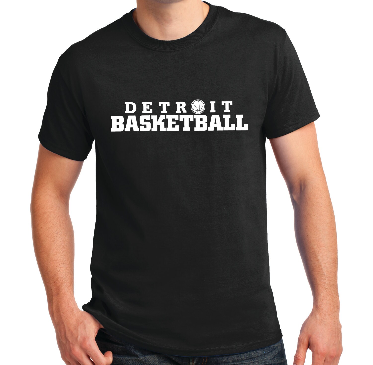 Detroit Pistons Basketball Screen Print TShirt Black Shirt