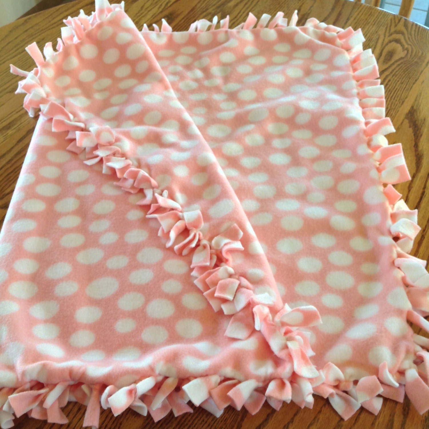 No Sew Fleece Pink Polka Dot Baby Blanket Baby Girl Fleece