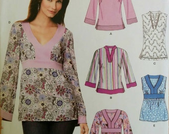 Size 10-22 Bell Sleeve or Sleeveless Top Shirt Empire Waist WomensSewing Pattern