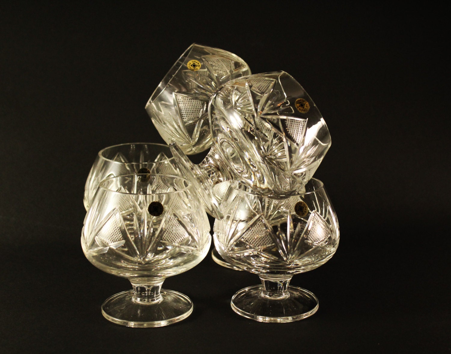 Vintage whisky crystal glasses set of 6 Crystal Brandy Snifters Glasses