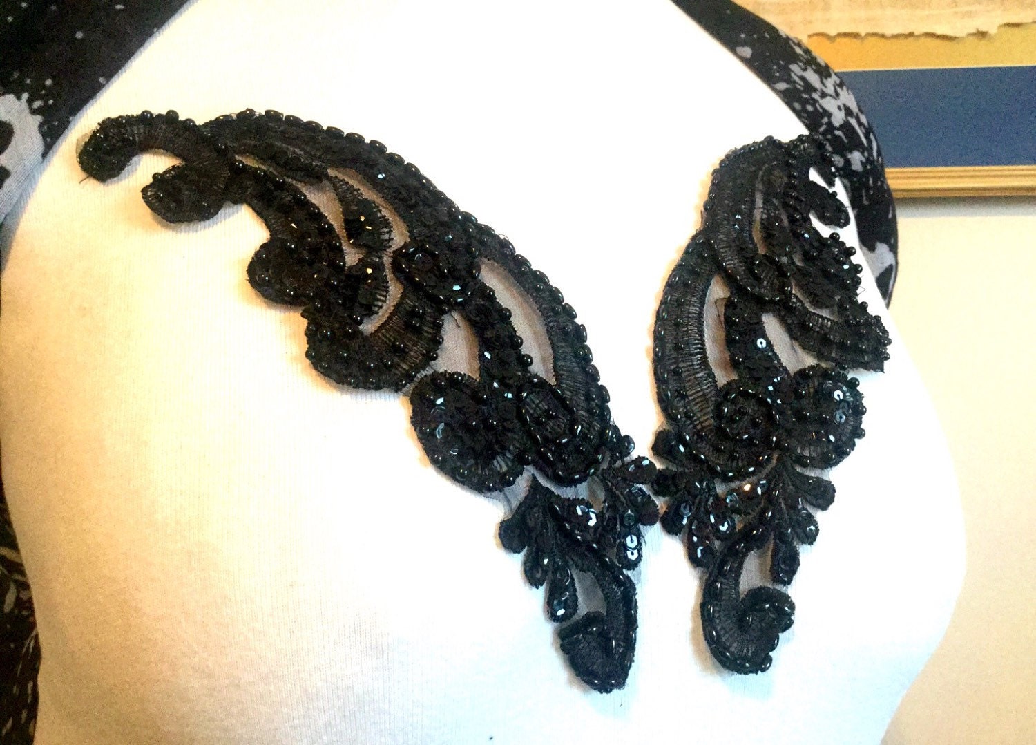 black lace applique
