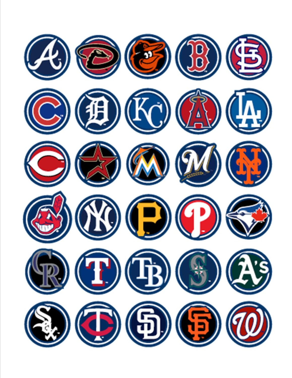 MLB Baseball Hat Logos 30 Pre-Cut 1 Glossy by CallHerBlessedCrafts