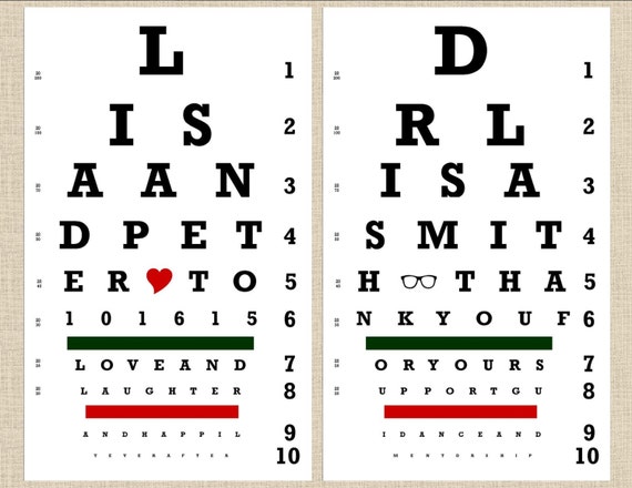 snellen eye chart custom personalized printable bridal shower