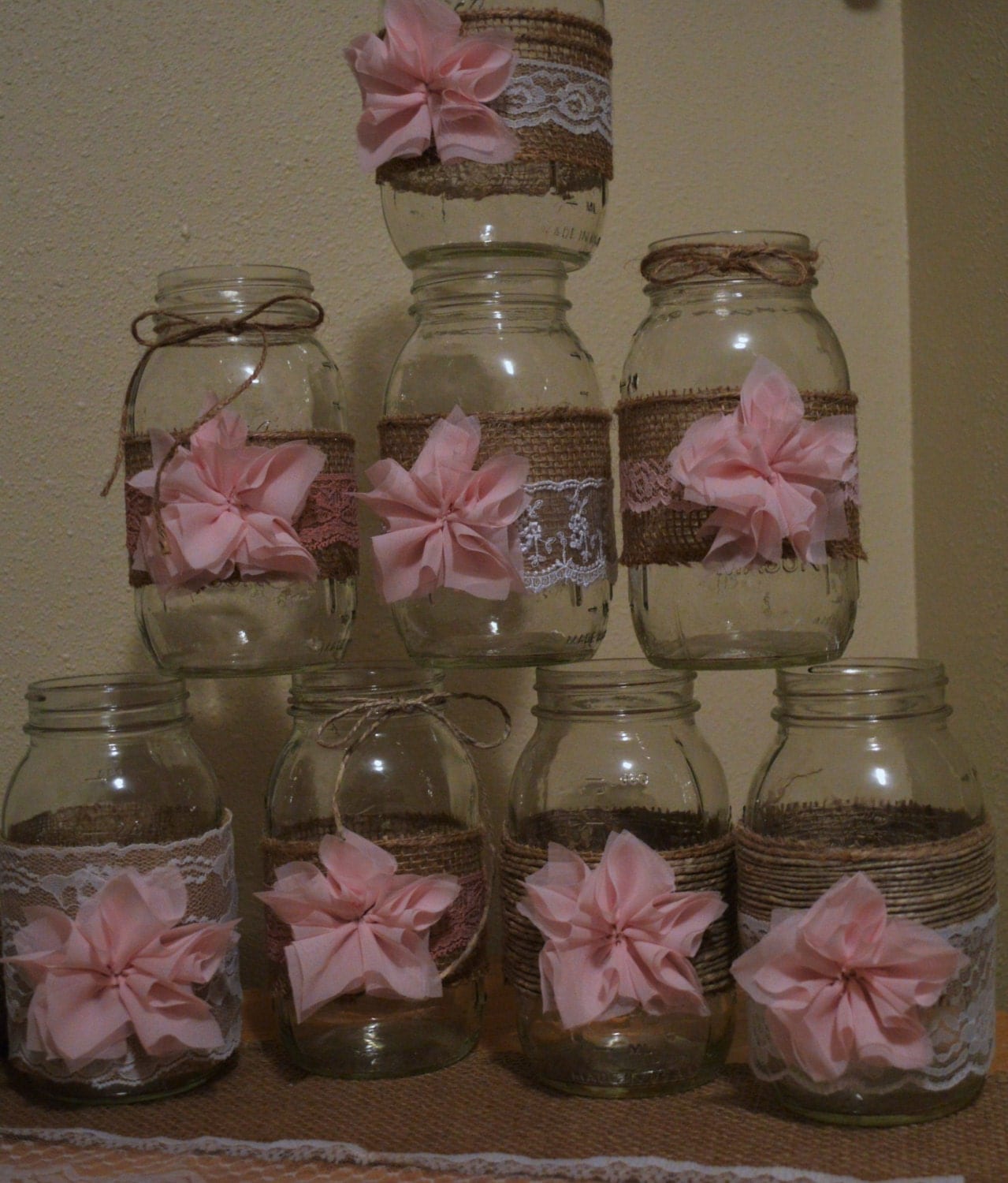 cake jar mason Burlap Jar Shower Lace Wedding 8 Rustic Mason Girl Baby Or