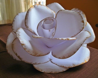 Giant White Paper Rose, White Flower Blooms, Extra Large Paper Rose, Spring Summer Wedding Decor, Vintage Paper Flower, Big Paper Flower