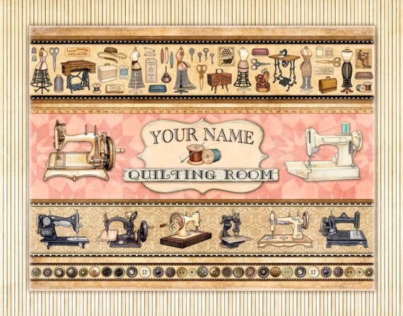 Quilting Room Customizable Art Print by Dan Morris. Sewing room art, unique gift, quilting art,sewing decor,gift for quilter,mom gift