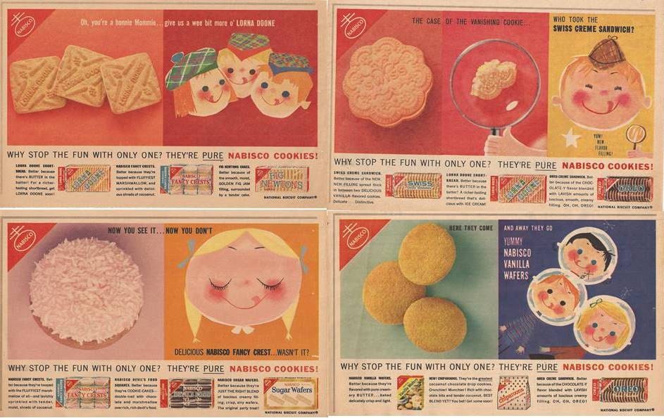 Vintage Nabisco Cookie Ads Four 1/3 Sheet by BettywasaBombshell