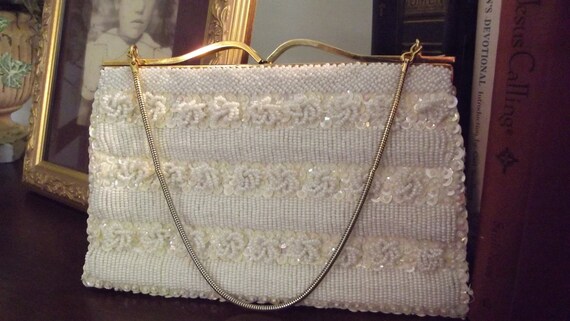 la regale beaded mesh clutch