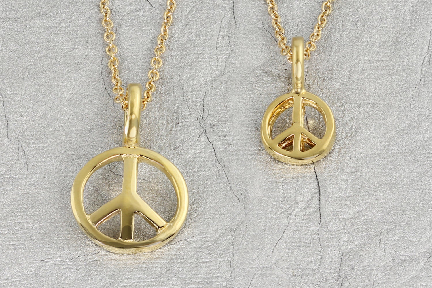 Peace Sign Necklace Yellow Gold Handmade Peace by GFJewelers
