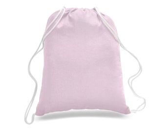 20 WHOLESALE Light Pink Cotton Backpack Drawstring Cinch Sacks - Ready ...