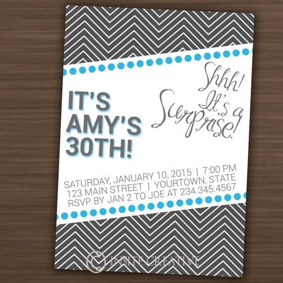Surprise Birthday Party Invitation Printable by InsiteCreative