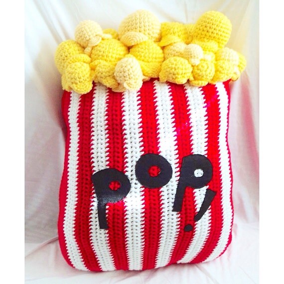 Extra Large Crochet Popcorn Food Floor Pillow by OliviaLawsArt