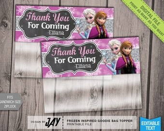 Frozen Goodie Bag Topper - Printable Disney Frozen Goodie Bag Topper ...