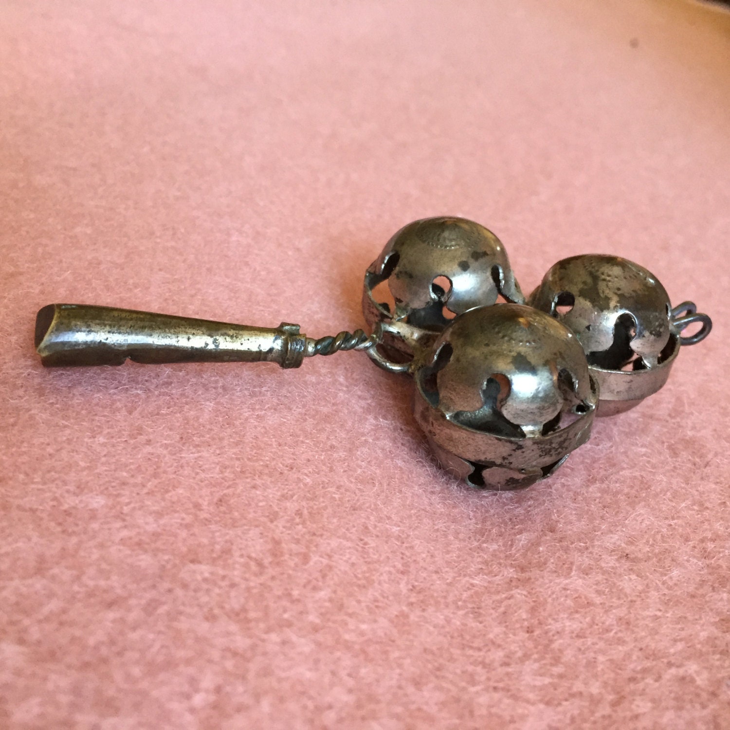 Antique Victorian Baby Rattle Silver Baby Rattle with