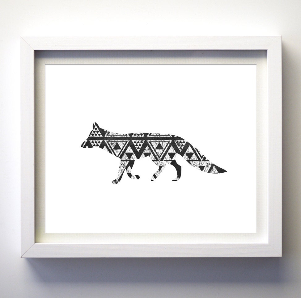 Geometric animal print Aztec art print tribal fox download