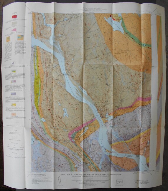 Deep River CT Connecticut Geological Map with 40 page booklet.
