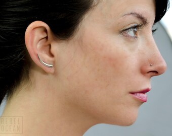 Sterling Silver Ear Cuff Moon Shine Ear Sweep Pin Earrings Boho Jewelry - FES007 T2