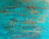 Abstract painting "Turquoise water". Acrylic on canvasboard