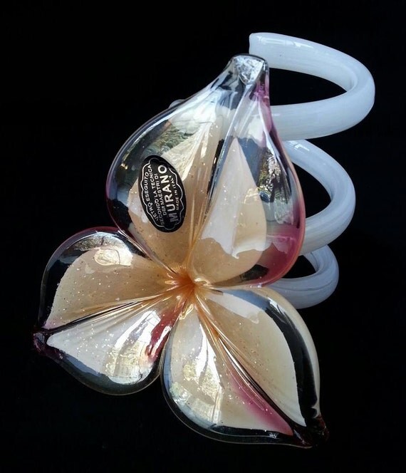 Italian MURANO Art Glass Flower Vetro Eseguito