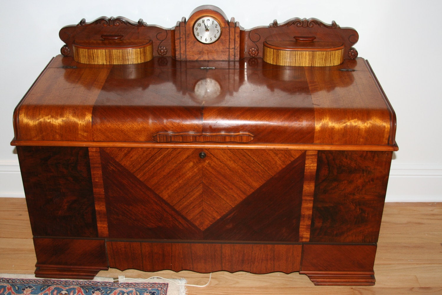 Reserved for Mac/Lane Art Deco Cedar Waterfall Hope Chest with