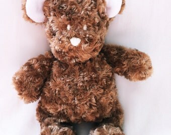 Handmade Teddy Bear, Baby Stuffed Bear, Brown Teddy Bear Plush, Brown Bear Chenille Stuffed Animal