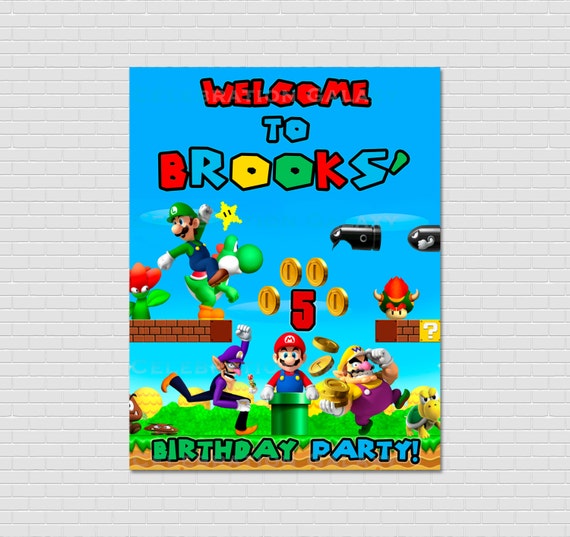 Super Mario Bros. Birthday Party Poster or by stellargraphicdesign