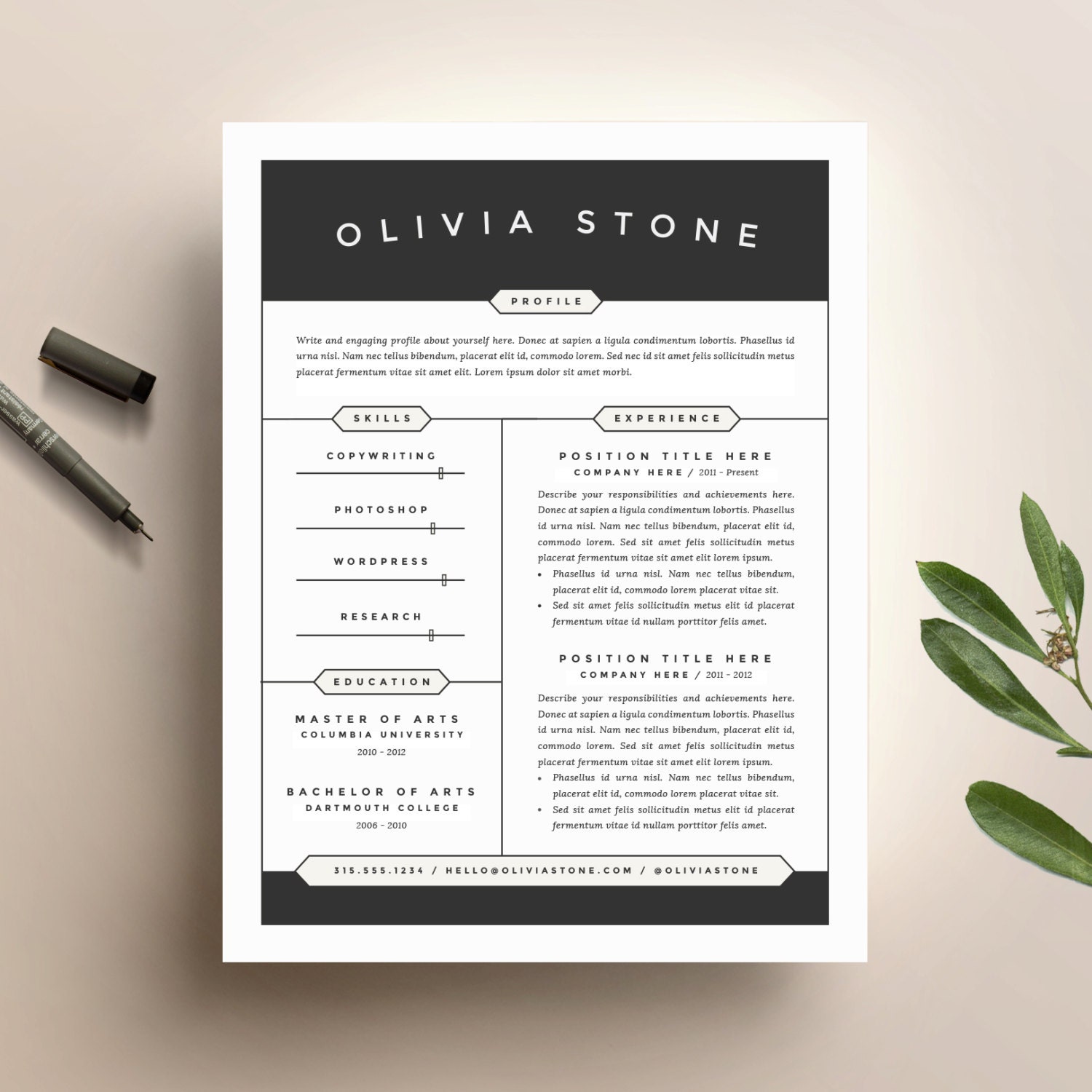 cover letter resume design