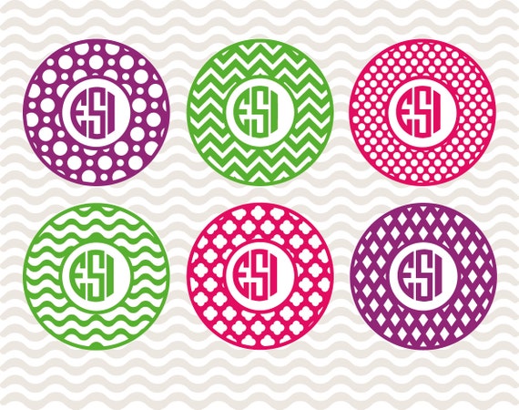 Decorative circle monogram frames SVG and DXF by ...