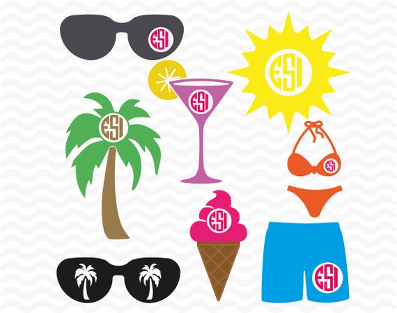 Download Summer monogram designs. SVG DXF EPS and by ESIdesignsdigital