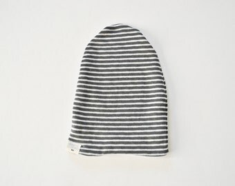 slouchy baby beanie, stripe beanie, baby boy, baby girl toboggan, slouchy knit hat, gray, grey, white, soft, hipster beanie, slouch baby hat
