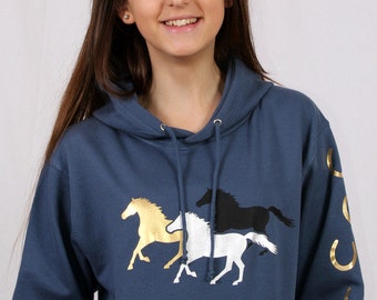 Horse Hoodie - Galloping Horses Sweatshirt