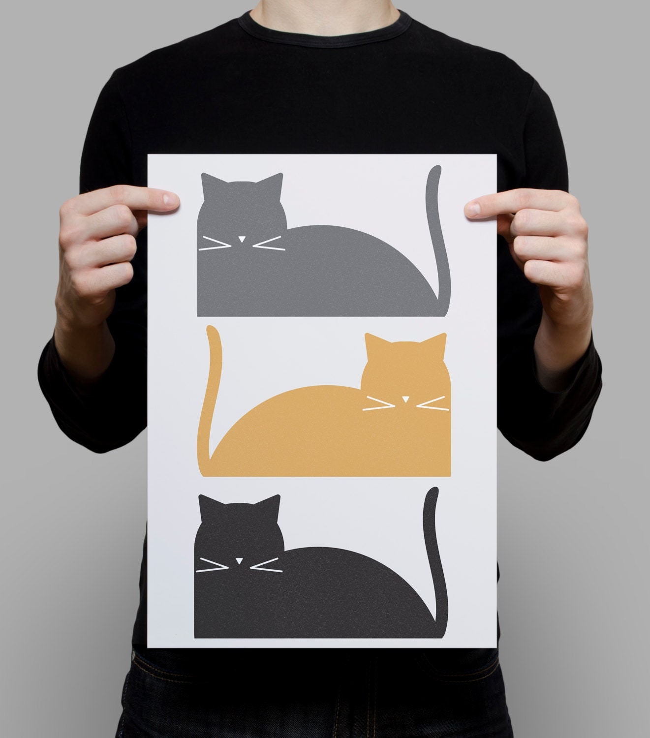 MidCentury MODERN CAT Poster Print Art by PurrfectPrintz on Etsy