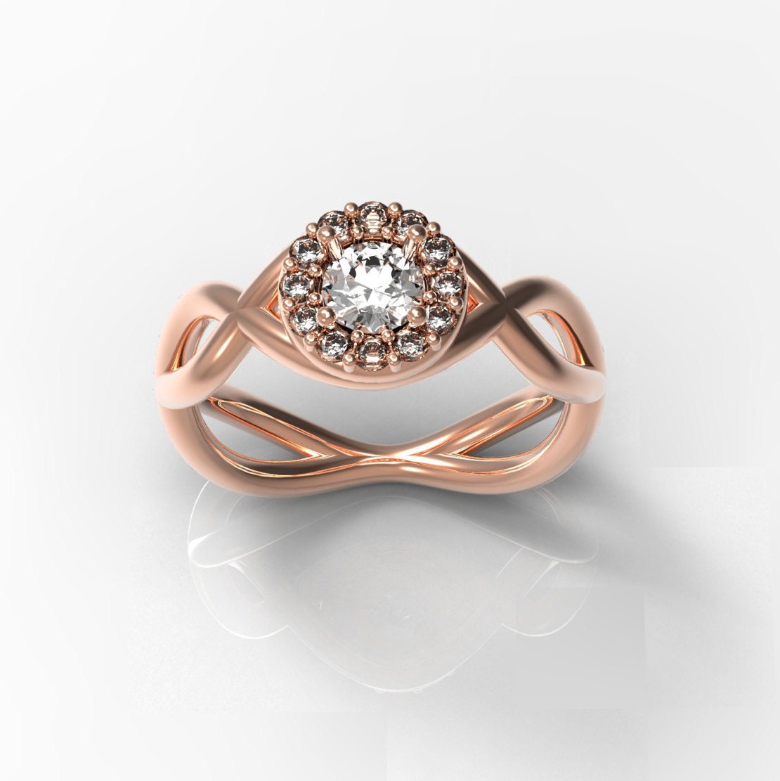 Diamond Halo Engagement Ring Affordable by PrincessJewelersLA