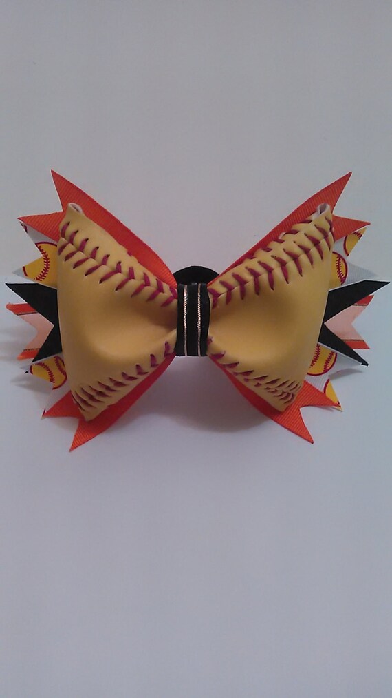 Softball Hair Bows by iheartcraftingstuff on Etsy
