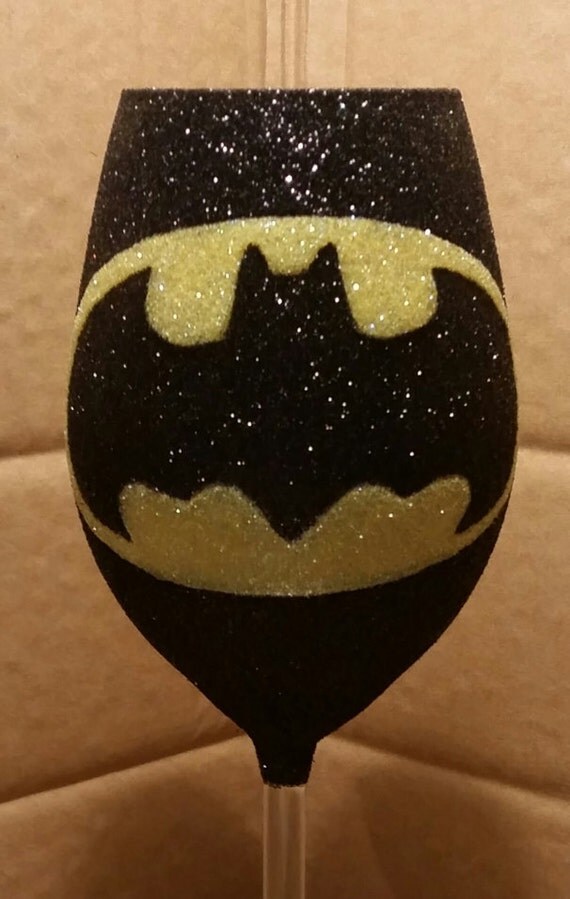 Glittery Batman Wine Glass by Glittasticglasses on Etsy